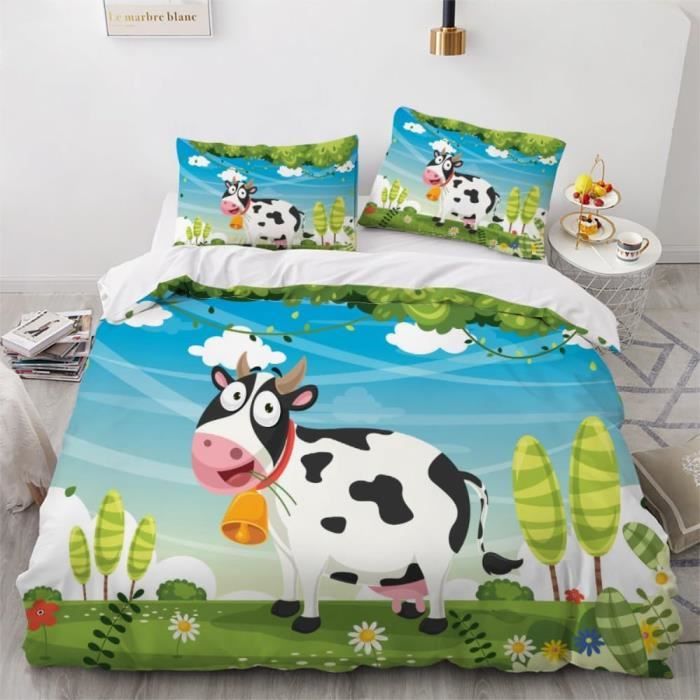 Housse De Couette 140x200 Enfant Linfye - Imprimé Koala Rose + 2 Taies D'Oreiller 65x65cm - Microfibre Douce