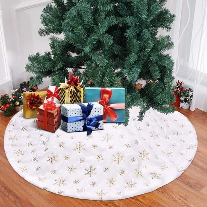 Jupe De Sapin De Noël 90cm Tapis De Sapin De Noel, Grande Flocon De Neige Argent Cache Pied Sapin De Noel Couvre Pied De Sapin Jupe Arbre De Noel 98225105