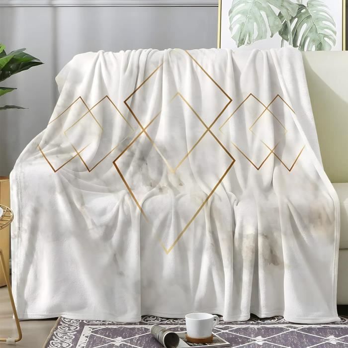Plaid Couverture Polaire Flanelle - 130x150 Cm - Ultra Doux, Chaud Et Léger - Pour Canapé, Lit, Camping - Motif Géométrique