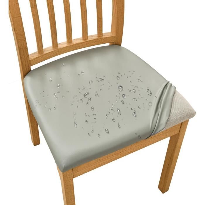 Lot De 6 Housses De Chaise Simili Cuir Imperméable Elégant Couverture Chaise Extensible