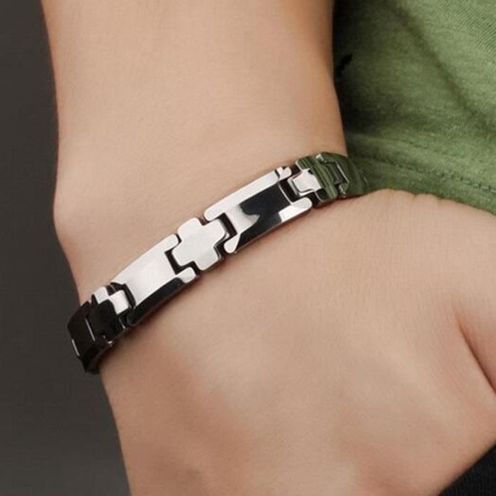 TempBeau Personnalisé Bracelet De Couple D'amitié : Gourmette Lot De 2 Bracelet Aimant Gourmette Acier Inoxydable Pore Femmes Hommes Garçon Fille Meilleur Ami