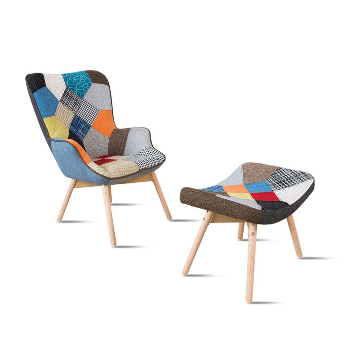Fauteuil Scandinave Patchwork Stockholm Designetsamaison Cdiscount Maison