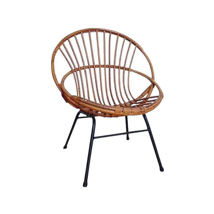 Fauteuil en rotin laqué et métal Fauteuil en rotin laqué et métal