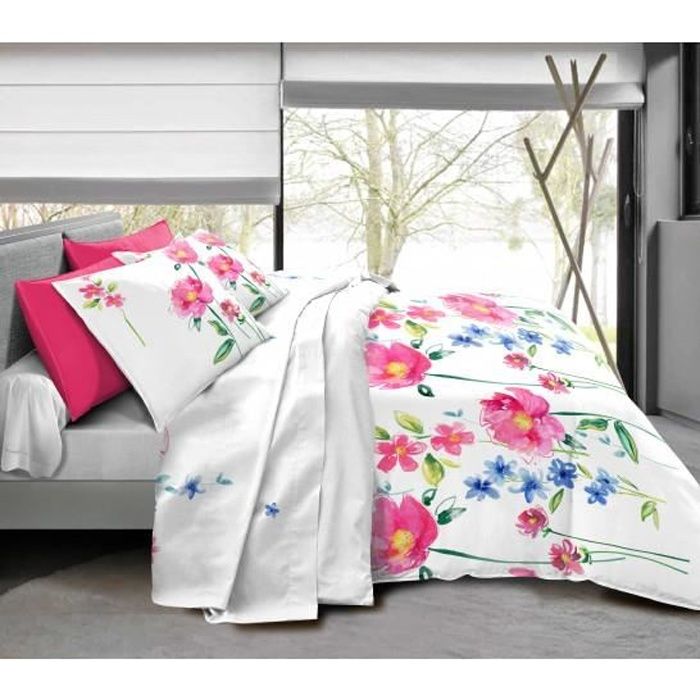 pack complet vero rose housse de couette pour lit 90 x 190 cm 100 coton 57 fils cm cdiscount maison