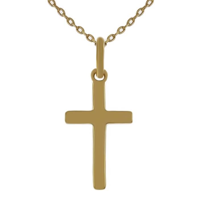 Pendentif Croix Plaqué Or 18 Carats Neuf | Chaîne En Option - Bijou Religion Mixte étiquettes