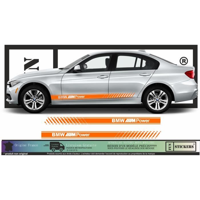 BMW M - Série 1 2 3 4 5 6 7 X1 X2 X3 X4 X5 X6 Bandes de Bas de Caisse Orange - Tuning Sticker Autocollant Graphic Decals