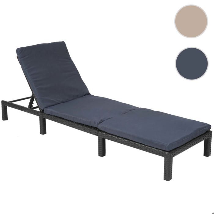 MCW Chaise longue MCW-A51 polyrotin transat de jardin ~ Basic anthracite coussin gris MCW Chaise longue MCW-A51 polyrotin transat de jardin ~ Basic anthracite coussin gris