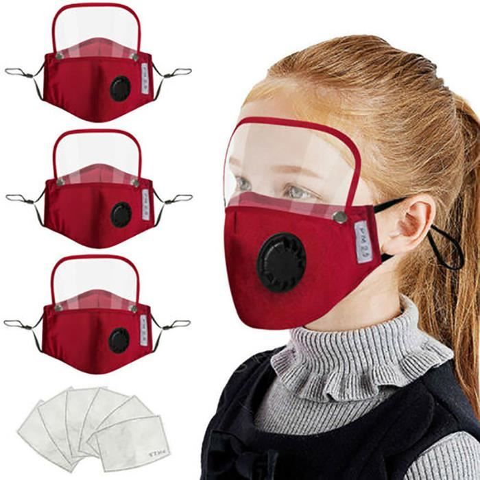 13 Pcs Réutilisable Masques protection de la santé du visage en coton avec  des yeux Bandana amovible,avec 39 Filtres~Rouge