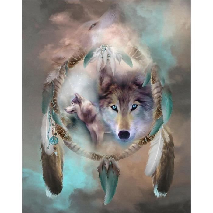 Attrape Reve Loup Perceuse Complete Carre Animal Rond 5d Peinture Diamant Broderie Di Modele V0010 Round 50x60cm Zhqza528 Cdiscount Maison
