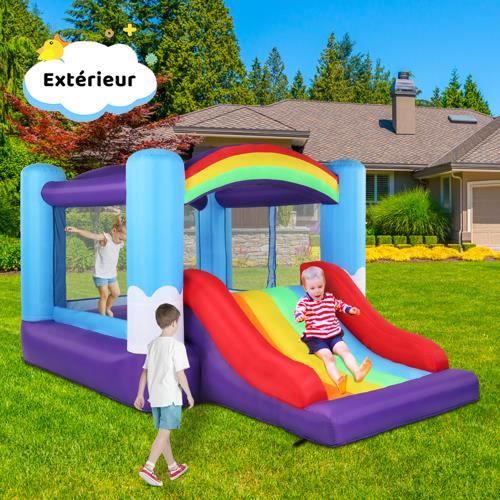 Château Gonflable pour Enfant Multifonctionnel Souffleur 480W +Tissu Oxford 420D 840D