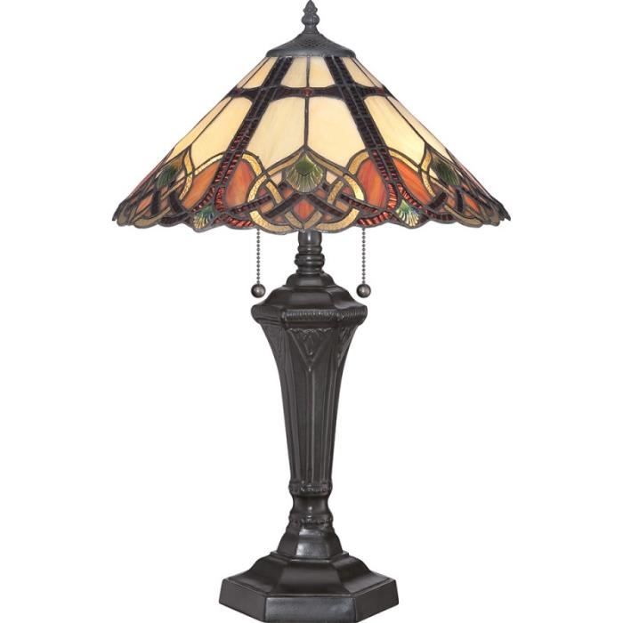 Lampe - Cambridge - Vintage - Verre Tiffany - Bronze - 1 ampoule