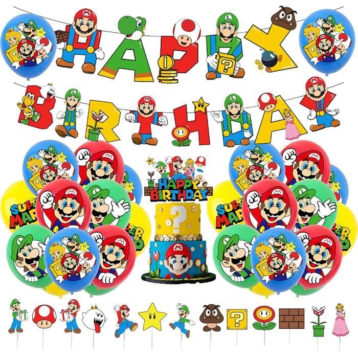 Décoration de Fête de Super Mario, Decoration Anniversaire Super