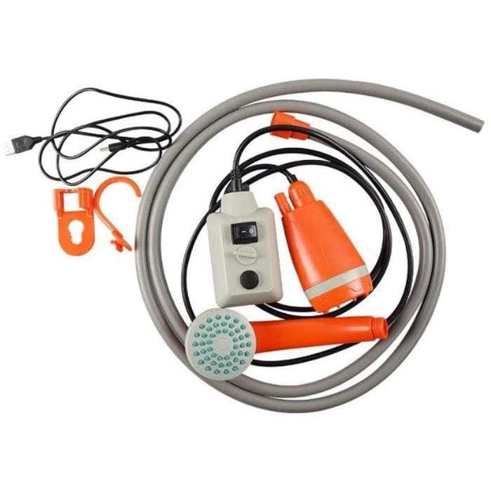 Douche De Camping Portable USB Avec Pompe, 3 Modes, Tuyau De 2m, Légère 1kg