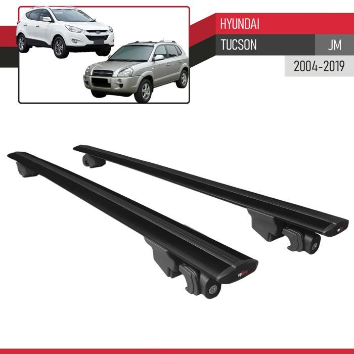 Barres De Toit Aluminium Noir Pour Hyundai Tucson 2004-2009 - Installation Facile Sans Perçage