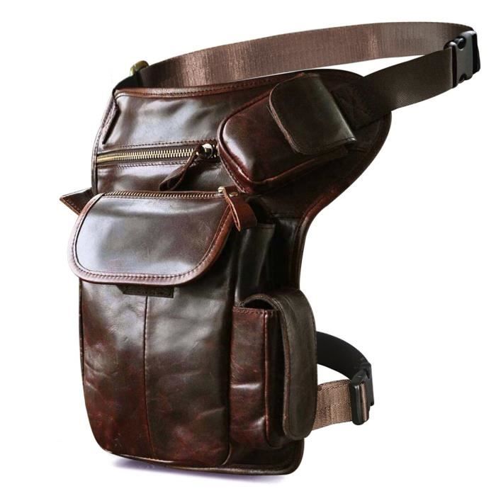 Coolty Sac Banane Vintage Steampunk En Cuir - Pochette Ceinture Gothique Pour Hommes Et Femmes, Marron S