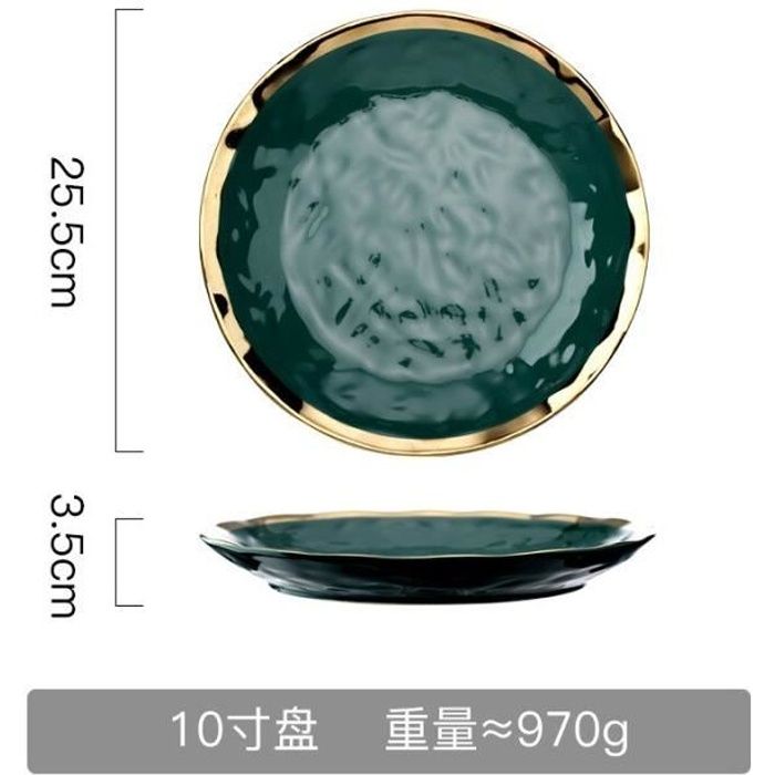 Plats et assiettes,Service de vaisselle en porcelaine à motif de doigts simple,ensemble de bols et assiettes,de - Type 10inch Plate