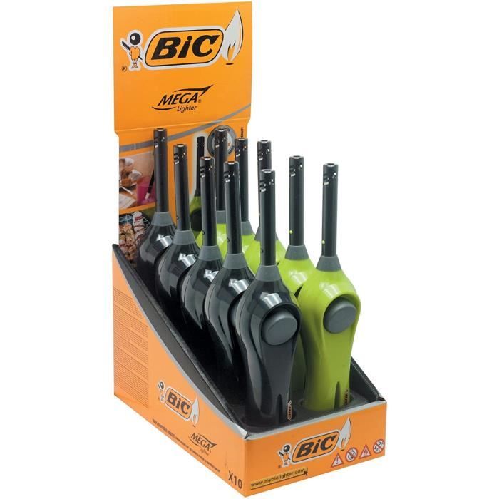 Briquets BIC Megalighter - Lot De 3 - Baguette Extension 6cm - 750 Allumages - Noir