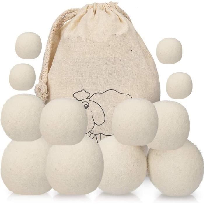 Boule de Laine seche Linge 12 Pcs balles de séchage réutilisable adoucissant Naturel pour Rend