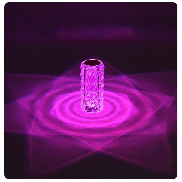 Lampe De Table Tactile LED En Cristal 16 Couleurs - Rechargeable USB Avec Télécommande