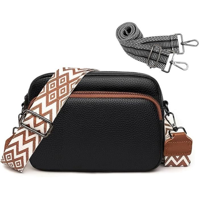 Petit Sac Bandoulière Femme Avec Sangle Large En Cuir - Pour IPhone 14/13/12 Et Téléphones Jusqu'à 6,7 Pouces