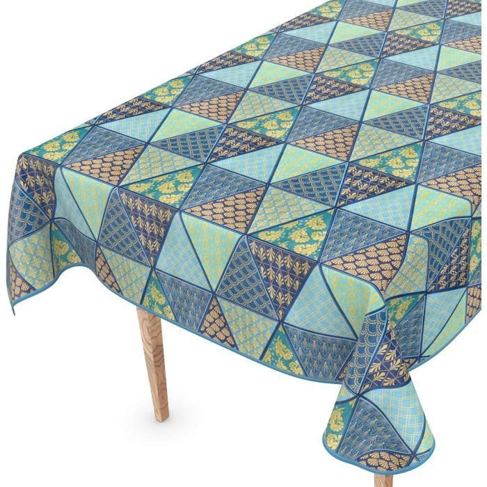 Tissu Bleu Marine à Fleurettes - Ourlé Tous Côtés - Pour Tapis De Table Ou Rideau - Occasion Comme Neuf