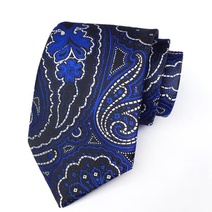 Cravate classique en soie pour homme noir bleu Paisley cravate de mode...