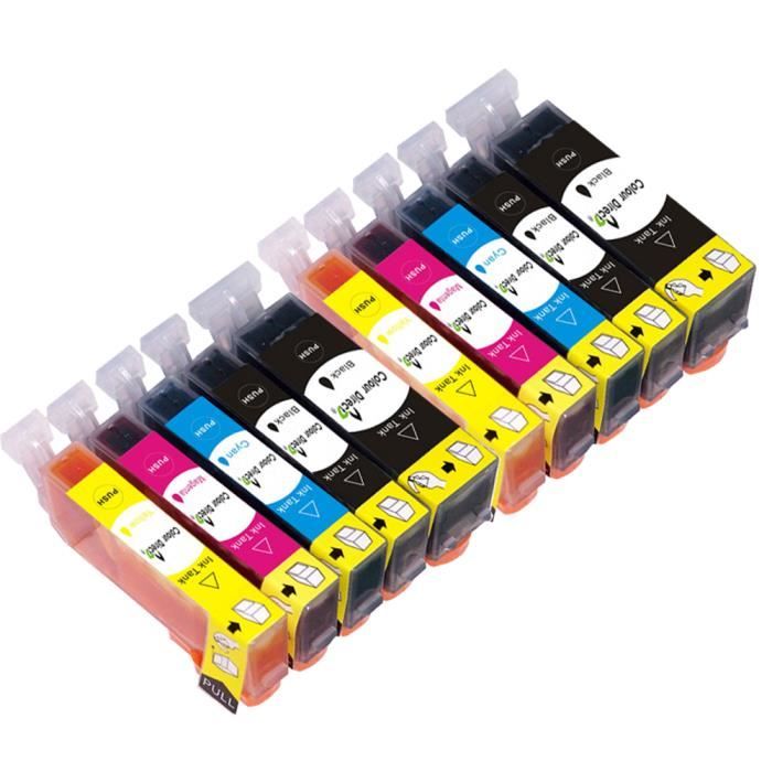 10 Cartouches Compatibles Canon PGI520 CLI521 Pour MP640 MP980 - Multicolores