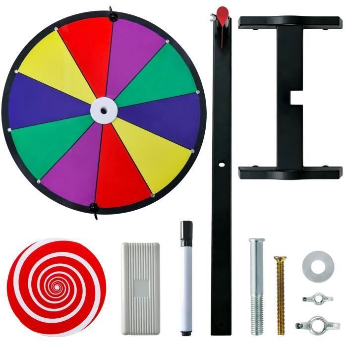 COSTWAY Roue de la Fortune 12 Pouces Dia.30 cm 10 Fentes Colorees Prize Wheel Marqueur a Sec Effaceur Base Antiderapante Carnaval Cdiscount Jeux Jouets