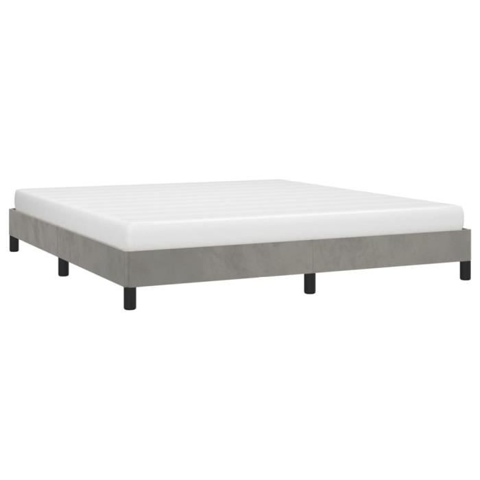 Cadre de lit - CUQUE - 160x200 cm - Velours gris clair - Design contemporain - 2 places