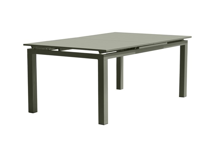 Table de jardin MIAMI (180/240x100 cm) en aluminium avec rallonge automatique - KAKI