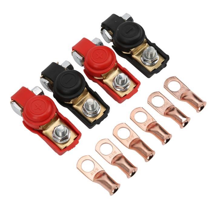 Dilwe anneau de cuivre robuste 4 pièces bornes de câble de batterie de  voiture pinces connecteurs avec 6 pièces anneau de cuivre - Cdiscount Auto