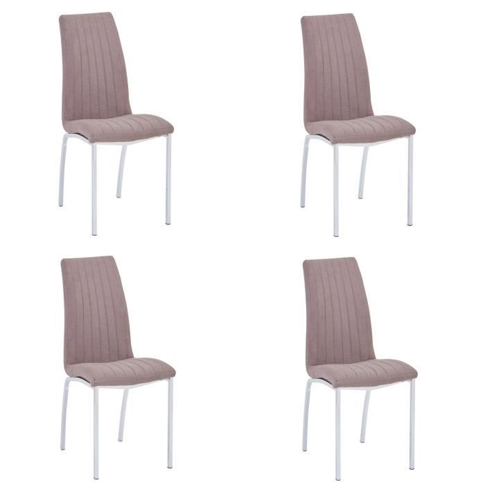 chaises de salle à manger azuki - dupi - piètement chromé - revêtement tissu gris - lot de 4