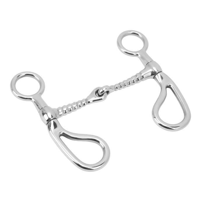 Chaîne De Mors Cheval Western - 5 Bouches - Marron Avec Mors Gravé Argent Allemand