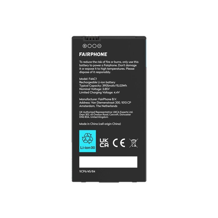 Batterie - FAIRPHONE - F4BATT-1ZW-WW1 - Noir - 3950 mAh - Compatible Fairphone 4