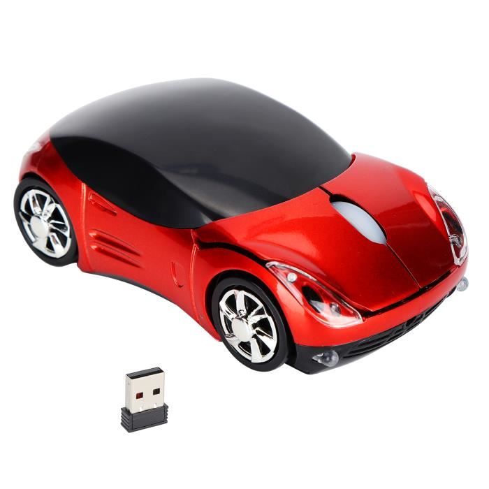 Souris Sans Fil En Forme De Voiture Rouge - 2,4 GHz - Optique - Neuf Sous Blister