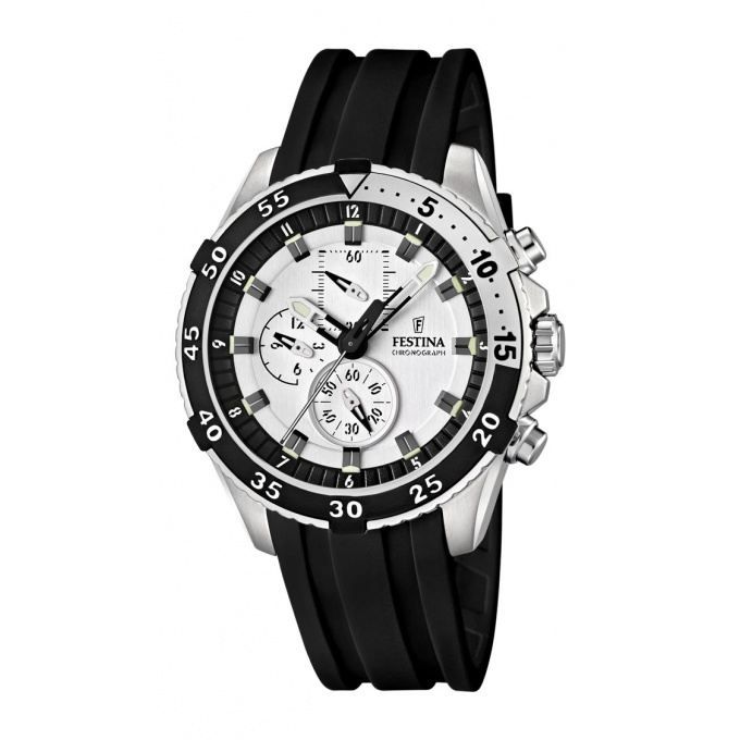 Montre Festina F16604 1 Homme Noir Gris Argent Classique Achat vente montre Homme Adulte Acier Cuir Cdiscount