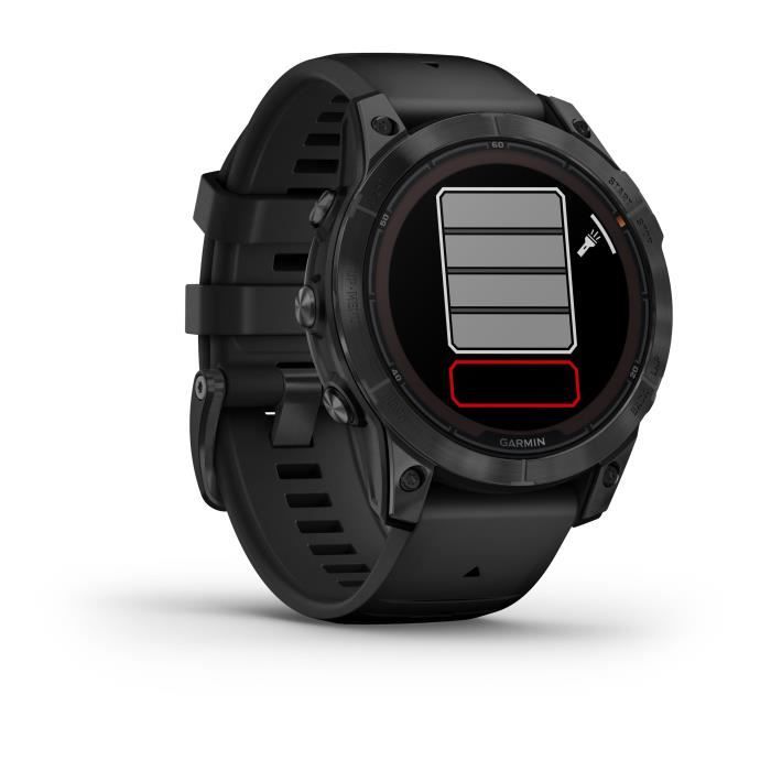 GARMIN - Fenix 7 Pro Solar Edition - Montre connectée à haute performance - Acier, Gray avec bracelet noir