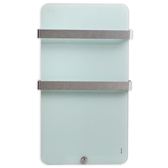 Haverland XTAL 6B - Sèche-serviettes rayonnant en verre, couleur aquamarine, design ultra plat, thermostat digital mural RF, 600W