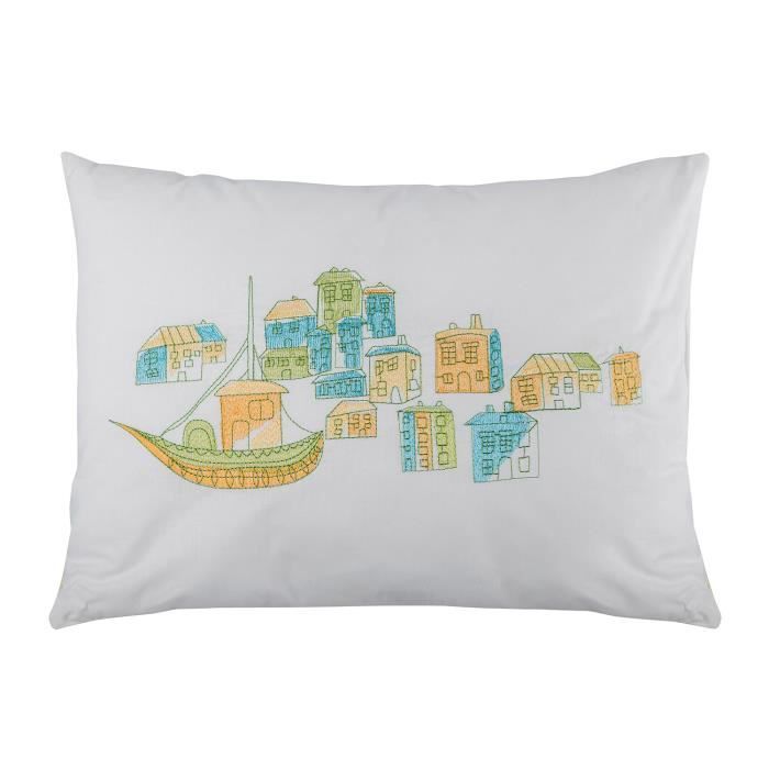 Coussin décoratif brodé de fleurs HENRIKE, 59 x 39 cm