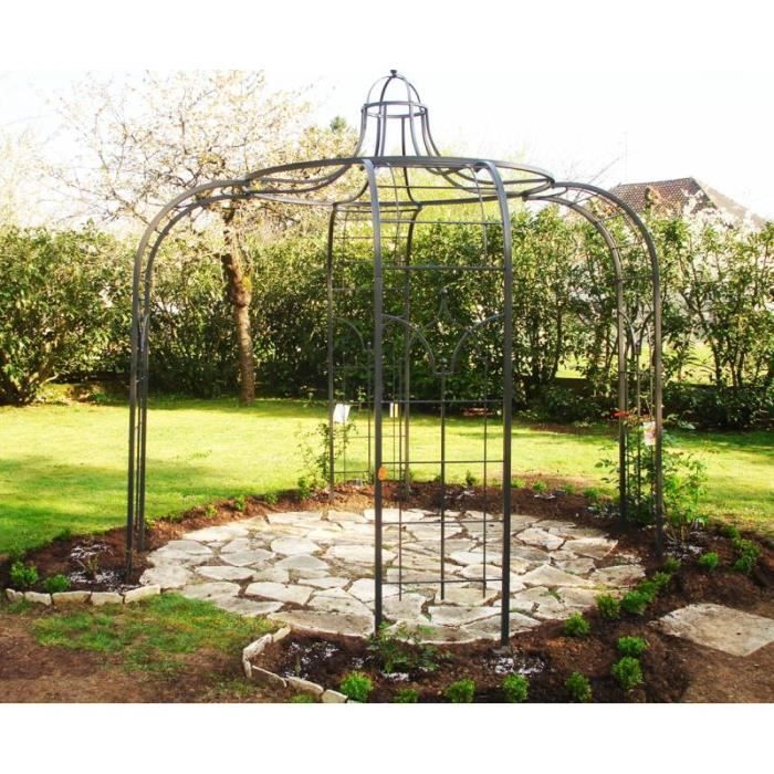 Gloriette Princess Small Tonnelle En Fer Forge Pergola De Jardin Abris Rond En Acier Peinture Epoxy Marron Martele 240x240x300cm Achat Vente Pergola Gloriette Princess Small Cdiscount