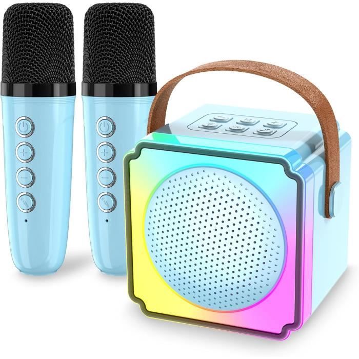 Micro Karaoke Enfant Avec Lumineux LED Disco, Enfant Enceinte Karaoke Portable Avec 2 Microphone Sans Fil Bluetooth Micro Enfant Pour Chanter 99174492