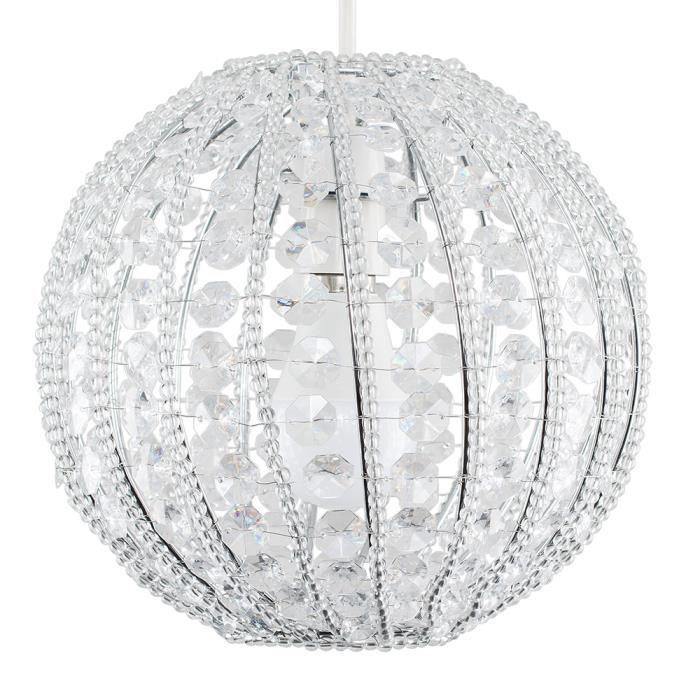 1018//04 clair lustre moderne chrom/é Abat-jour en cristal transparent pour suspension de plafond cadre chrom/é avec cristaux en acrylique transparent abat-jour facile /à installer