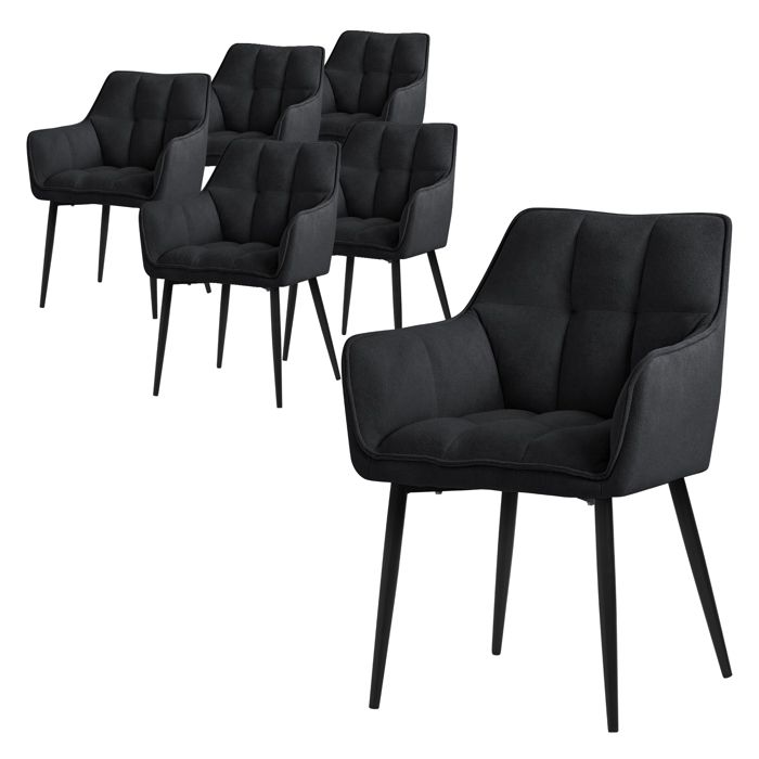 ML-Design 6x Chaises Salle à Manger en Tissu Éponge Noir Chaise Cuisine Assise Rembourrée Fauteuil Ergonomique Design Élégant ML-Design 6x Chaises Salle à Manger en Tissu Éponge Noir Chaise Cuisine Assise Rembourrée Fauteuil Ergonomique Design Élégant