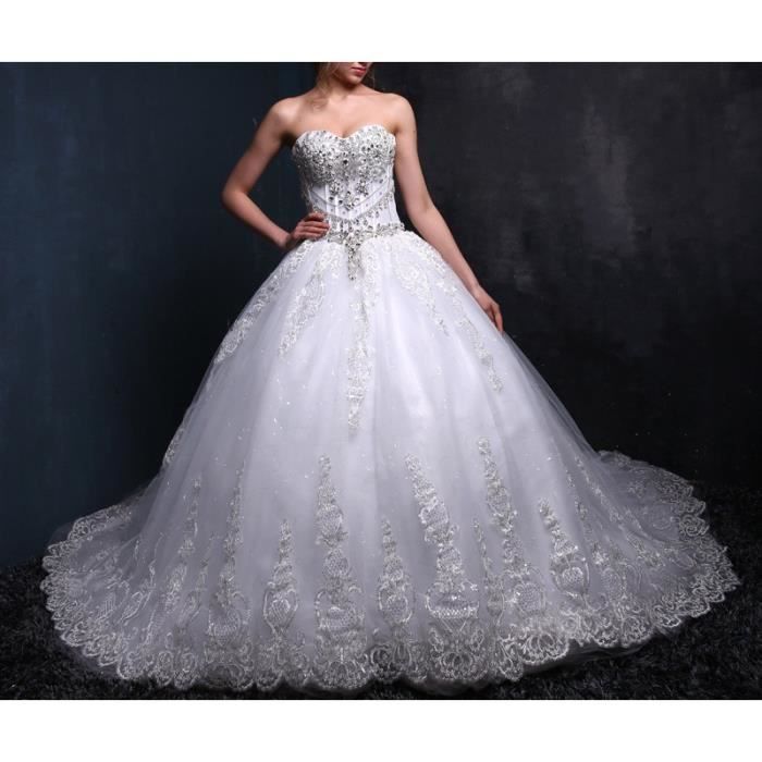 Robe de mariée robe de mariée avec ou sans traîne blanc dentelle robe mariée bc470 