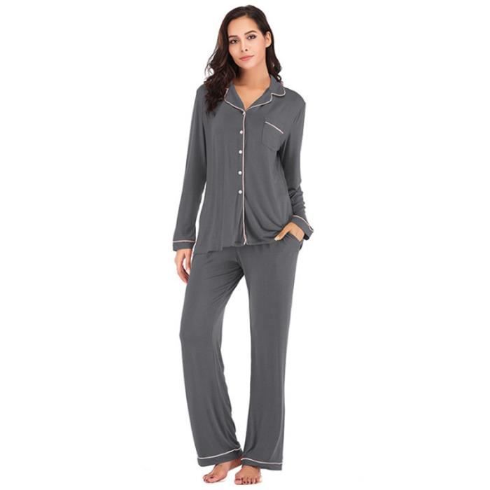 Pyjama Femme XY Ensemble Pyjama Modal Manche longue Homewear Gris Gris Cdiscount Pret a Porter