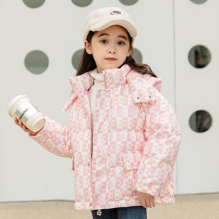 Fashion Doudoune Enfant Fille Chaude Hiver Epais avec Capuche Amovible De 5 ?� 10 ans - Rose Rose 