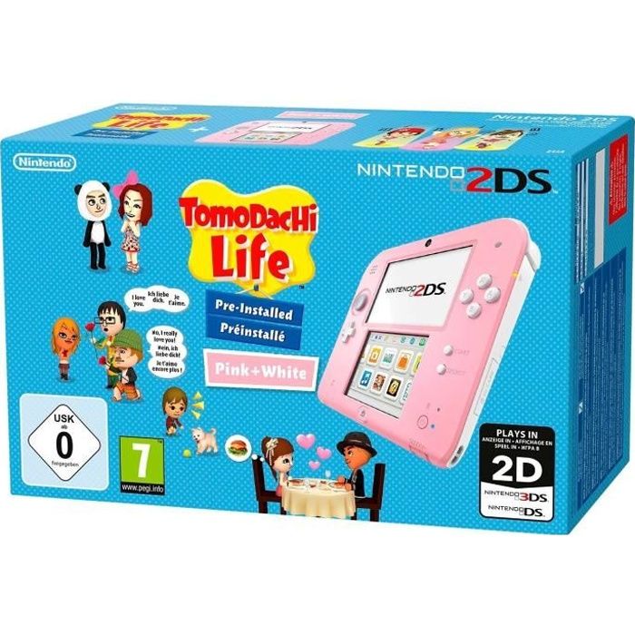 Nintendo 2DS Console Rose/Blanc + Tomodachi Life