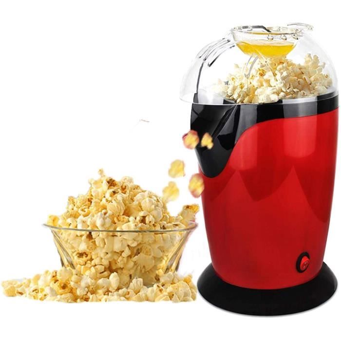 Ouverture Large avec Gobelet Doseur Antiadhésive Couvercle Amovible 1200 W Rouge IVEOPPE Machine à Popcorn à air Chaud Sans Huile et sans Graisse