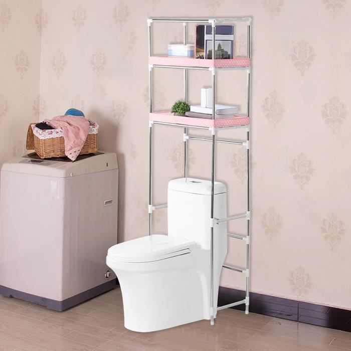 Étagère De Rangement Autonome 3 Niveaux – Moderne – Noir Et Chêne – Salle De Bain