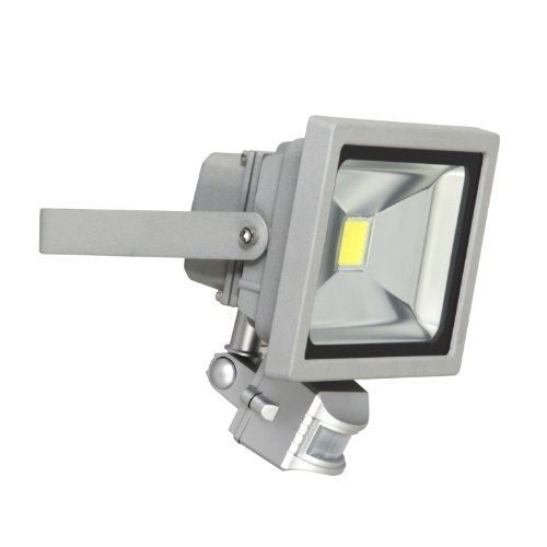 projecteur led 20w - 1200 lumens avec détecteur de mouvement - ranex xq1221 - aluminium, verre, gris